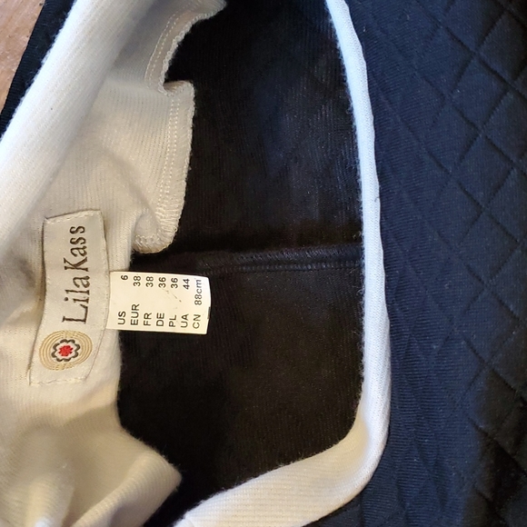 Lila Kass black mock neck shift sneath classic midi dress long sleeves size 6 - Picture 6 of 10